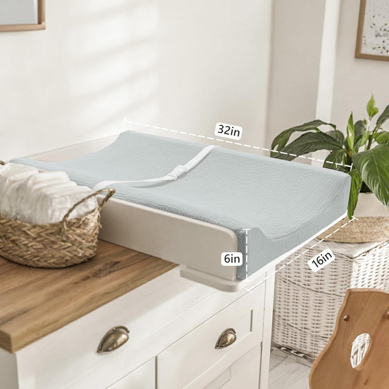 Bearmoss Changing Pad Cover, 2 Pack Muslin [100% Cotton] Diaper Changing Table Covers, 32'' x 16'' Soft Breathable Changing Pad Sheets for Unisex Baby Girls and Boys with Strap Holes (Mint Gum) - Image 5